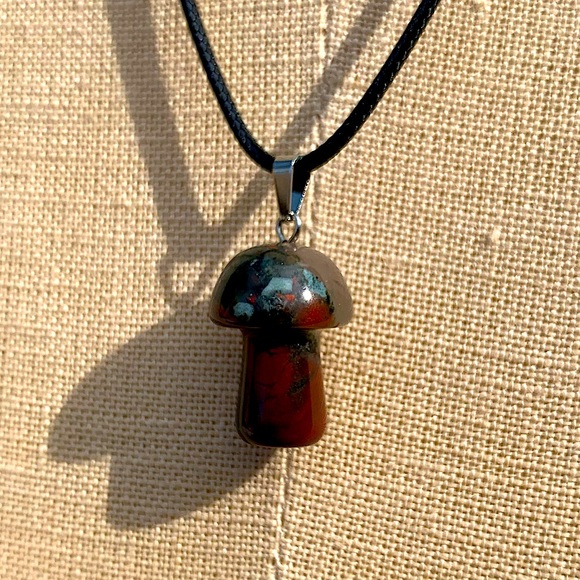 Hand Crafted Jewelry - Handmade Genuine Stone Mushroom Amulet Necklace